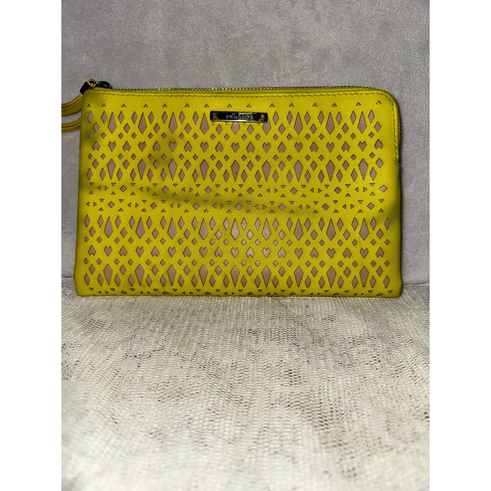 Stella Dot‎ Yellow Cutout Geometric Wristlet Clutch With Mirror Hello Gorgeous